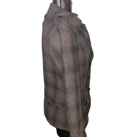 Le Chateau Grey Checkered Wool Blend Blazer Coat L - Picture 4 of 7